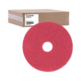 Boardwalk® Buffing Floor Pads, 16" Diameter, Red, 5/Carton (BWK4016RED)