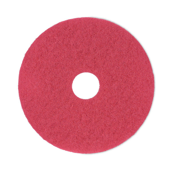 Boardwalk® Buffing Floor Pads, 16" Diameter, Red, 5/Carton (BWK4016RED)