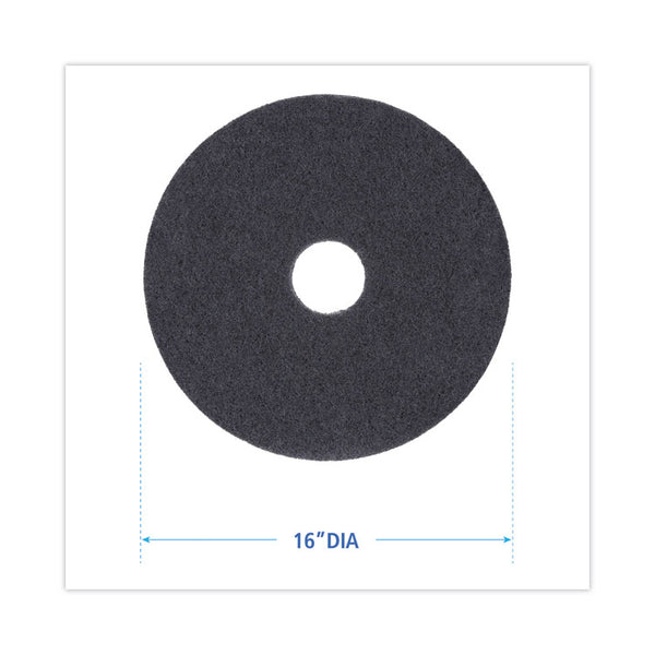 Boardwalk® Stripping Floor Pads, 16" Diameter, Black, 5/Carton (BWK4016BLA)