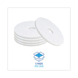 Boardwalk® Polishing Floor Pads, 15" Diameter, White, 5/Carton (BWK4015WHI) Case of 5