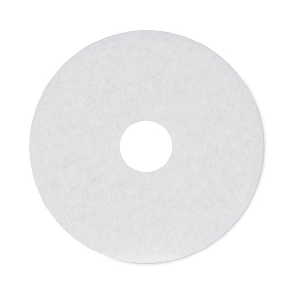 Boardwalk® Polishing Floor Pads, 15" Diameter, White, 5/Carton (BWK4015WHI)