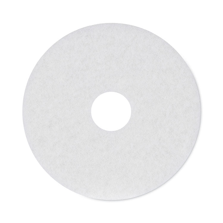 Boardwalk® Polishing Floor Pads, 15" Diameter, White, 5/Carton (BWK4015WHI) Case of 5