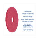 Boardwalk® Buffing Floor Pads, 15" Diameter, Red, 5/Carton (BWK4015RED)