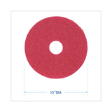 Boardwalk® Buffing Floor Pads, 15" Diameter, Red, 5/Carton (BWK4015RED)