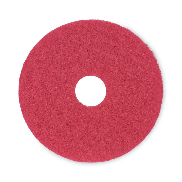 Boardwalk® Buffing Floor Pads, 15" Diameter, Red, 5/Carton (BWK4015RED)