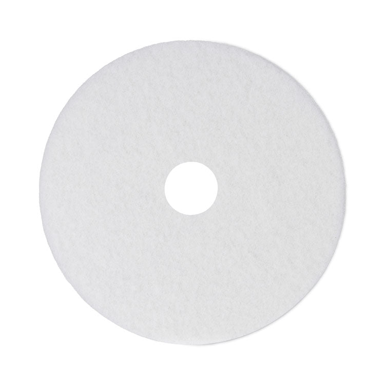 Boardwalk® Polishing Floor Pads, 14" Diameter, White, 5/Carton (BWK4014WHI)