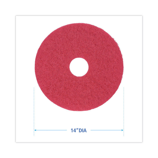 Boardwalk® Buffing Floor Pads, 14" Diameter, Red, 5/Carton (BWK4014RED)