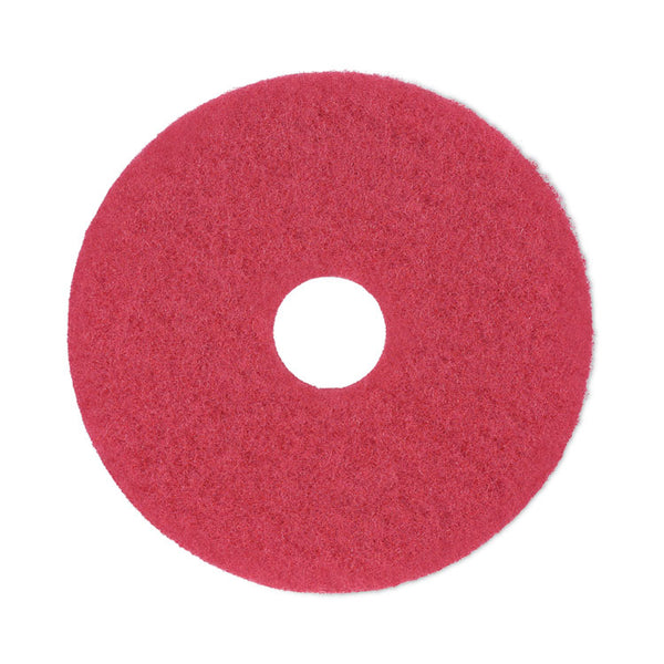 Boardwalk® Buffing Floor Pads, 14" Diameter, Red, 5/Carton (BWK4014RED)