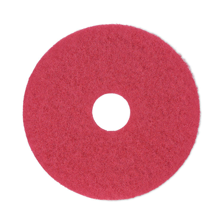 Boardwalk® Buffing Floor Pads, 14" Diameter, Red, 5/Carton (BWK4014RED)