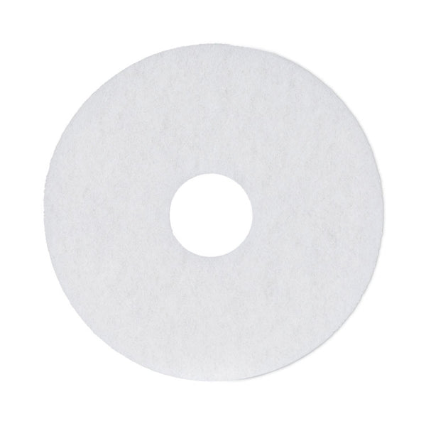 Boardwalk® Polishing Floor Pads, 13" Diameter, White, 5/Carton (BWK4013WHI)