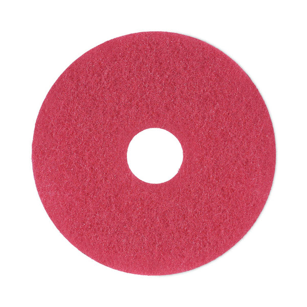 Boardwalk® Buffing Floor Pads, 13" Diameter, Red, 5/Carton (BWK4013RED)