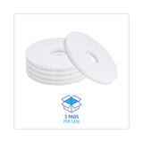 Boardwalk® Polishing Floor Pads, 12" Diameter, White, 5/Carton (BWK4012WHI)