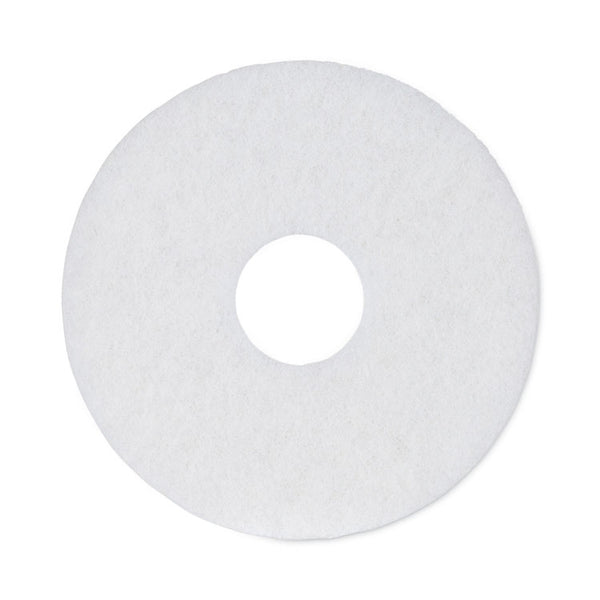 Boardwalk® Polishing Floor Pads, 12" Diameter, White, 5/Carton (BWK4012WHI)
