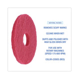 Boardwalk® Buffing Floor Pads, 12" Diameter, Red, 5/Carton (BWK4012RED) Case of 5