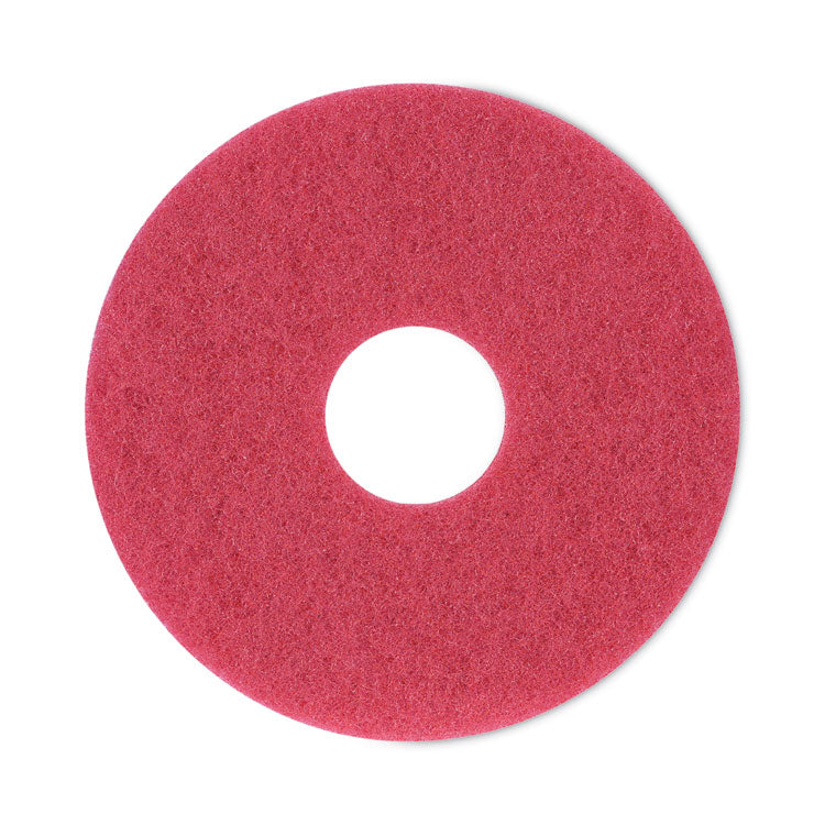 Boardwalk® Buffing Floor Pads, 12" Diameter, Red, 5/Carton (BWK4012RED) Case of 5