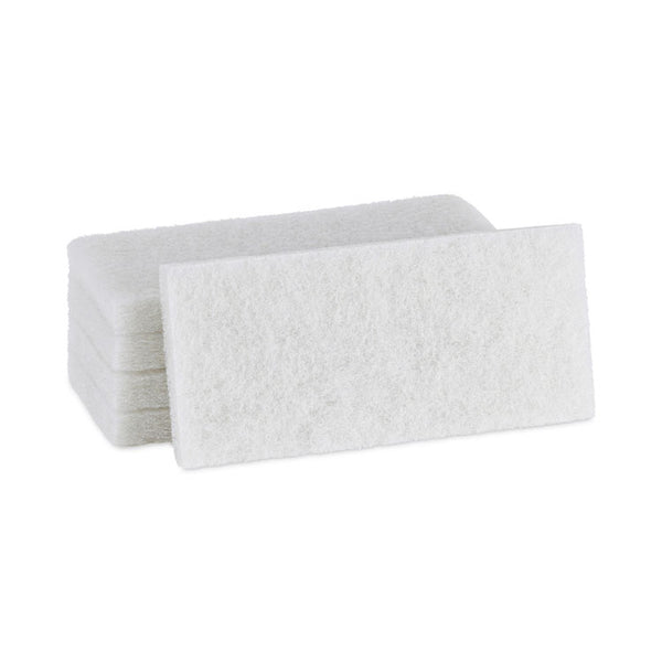 Boardwalk® Light Duty Scour Pad, 4.63  x 10, White, 20/Carton (BWK401)