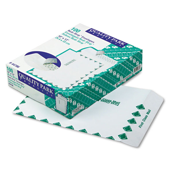 Quality Park™ Redi-Strip Catalog Envelope, First Class, #13 1/2, Cheese Blade Flap, Redi-Strip Adhesive Closure, 10 x 13, White, 100/Box (QUA44786) Box of 100