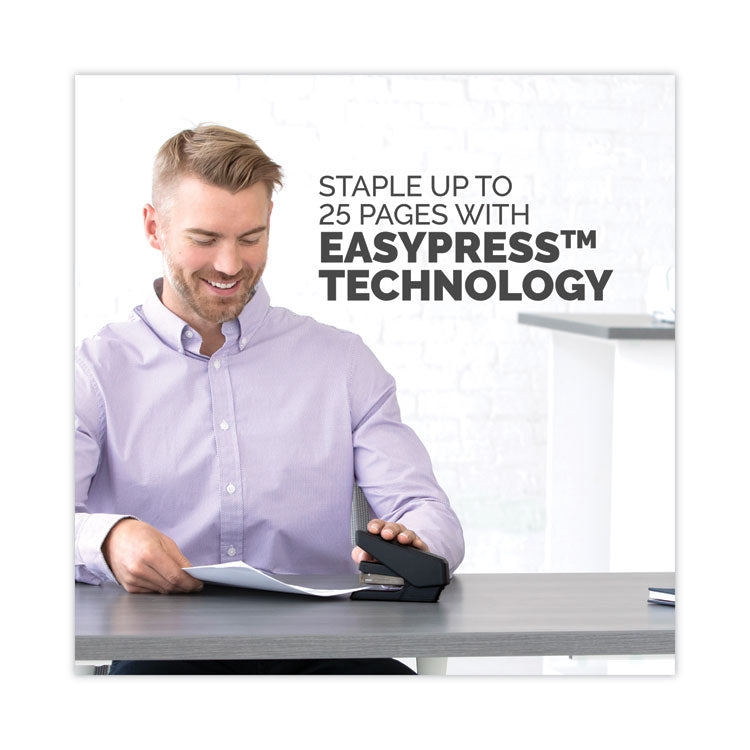 Fellowes® LX840 EasyPress Half Strip Stapler, 25-Sheet Capacity, Black (FEL5010601) Each