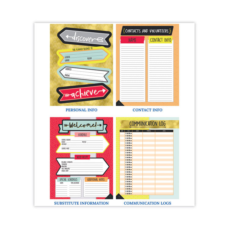 Carson-Dellosa Education Teacher Planner, Weekly/Monthly, Two-Page Spread (Seven Classes), 11 x 8.5, Multicolor Cover, 2022-2023 (CDP105001)