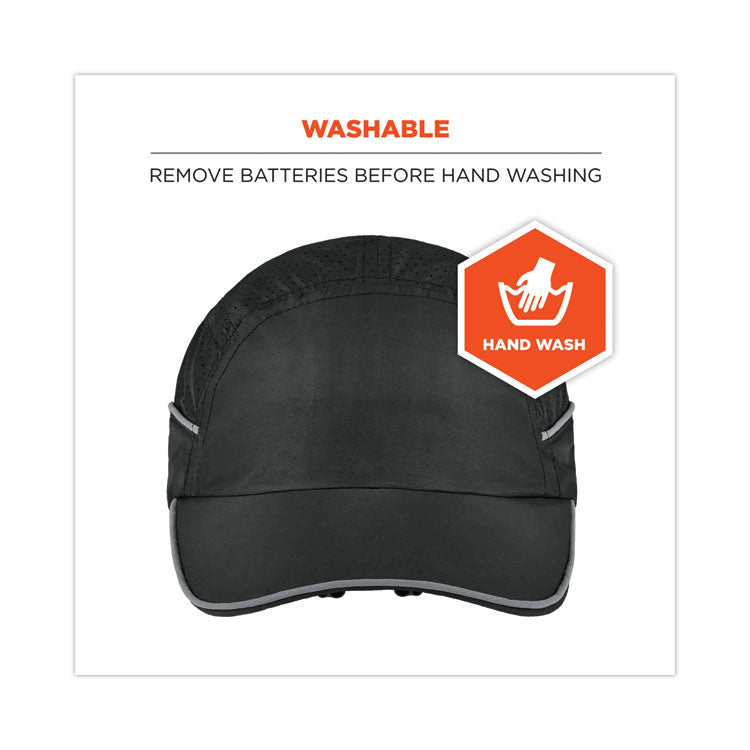 ergodyne® Skullerz 8965 Lightweight Bump Cap Hat with LED Lighting, Long Brim, Black, Ships in 1-3 Business Days (EGO23369) Each