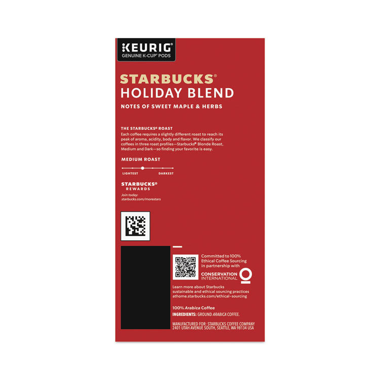 Starbucks® Holiday Blend Coffee, K-Cups, 22/Box, 4 Boxes/Carton (SBK12412029CT) Case of 88