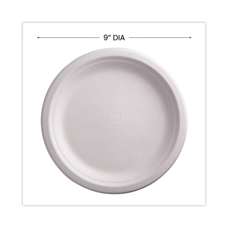 Eco-Products® Renewable Sugarcane Plates, 9" dia, Natural White, 500/Carton (ECOEPP013) Case of 500