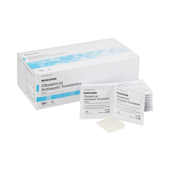 McKesson Obstetrical Cleansing Towelette Individual Packet Clean Scent 100 Count (854452_BX) 1/BX