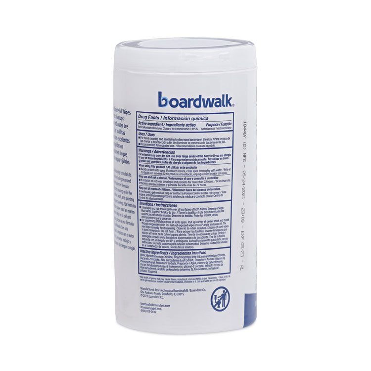 Boardwalk® Antibacterial Wipes, 5.4 x 8, Fresh Scent, 75/Canister, 6 Canisters/Carton (BWK458WA)