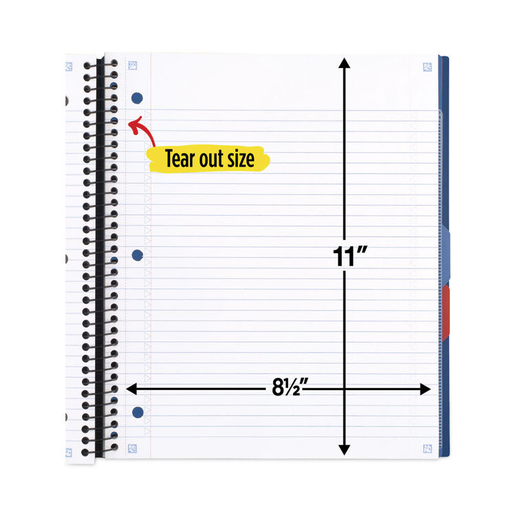 Five Star® Advance Wirebound Notebook, Six Pockets, 3-Subject, Medium/College Rule, Randomly Assorted Cover Color, (150) 11 x 8.5 Sheets (MEA06324) Each