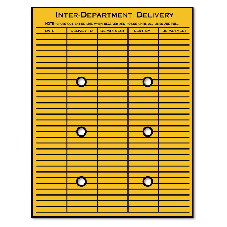 Quality Park™ Brown Kraft String/Button Interoffice Envelope, #97, Two-Sided Five-Column Format, 52-Entries, 10 x 13, Brown Kraft, 100/CT (QUA63561) Carton of 100