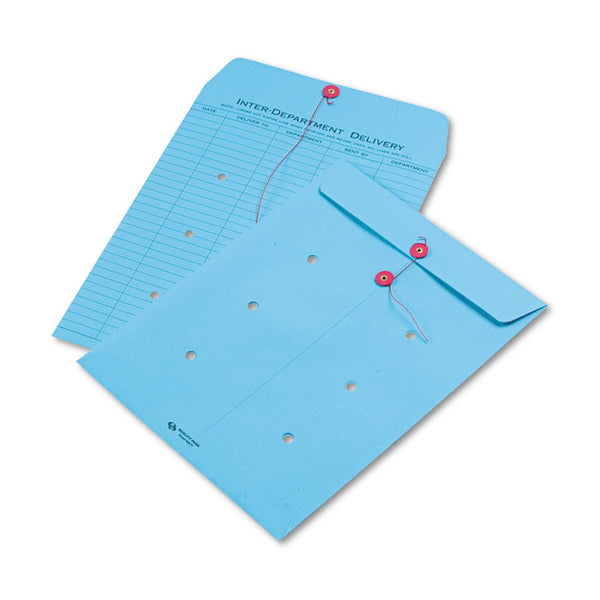 Quality Park™ Colored Paper String and Button Interoffice Envelope, #97, One-Sided Five-Column Format, 10 x 13, Blue, 100/Box (QUA63577) Carton of 100