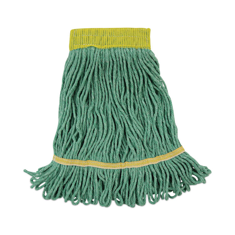 Boardwalk® Super Loop Wet Mop Head, Cotton/Synthetic Fiber, 5" Headband, Small Size, Green, 12/Carton (BWK501GN) Case of 12