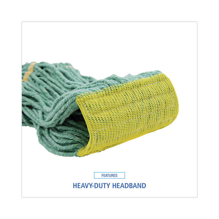 Boardwalk® Super Loop Wet Mop Head, Cotton/Synthetic Fiber, 5" Headband, Small Size, Green, 12/Carton (BWK501GN) Case of 12