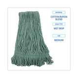 Boardwalk® Mop Head, Premium Standard Head, Cotton/Rayon Fiber, Medium, Green, 12/Carton (BWK502GNNB) Case of 12