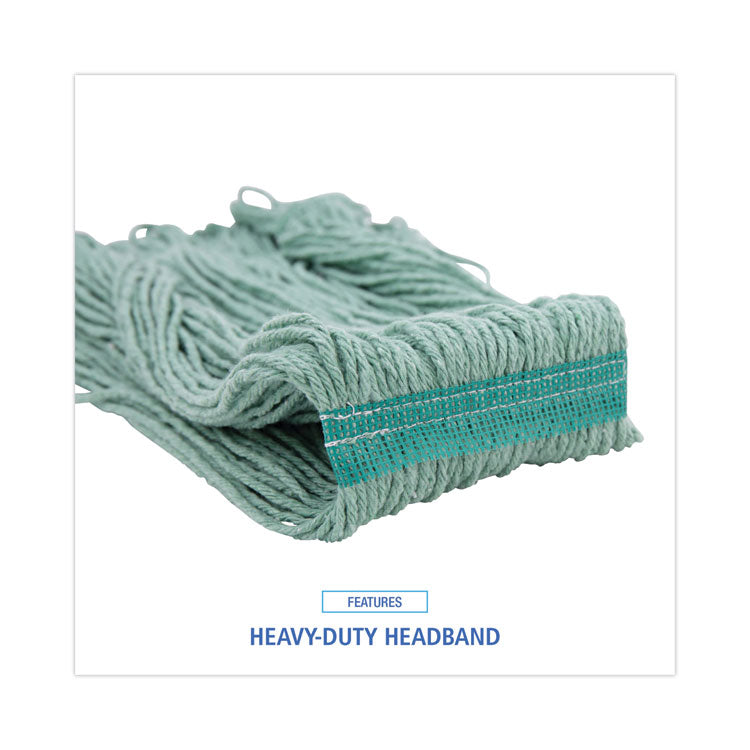 Boardwalk® Mop Head, Premium Standard Head, Cotton/Rayon Fiber, Medium, Green, 12/Carton (BWK502GNNB) Case of 12