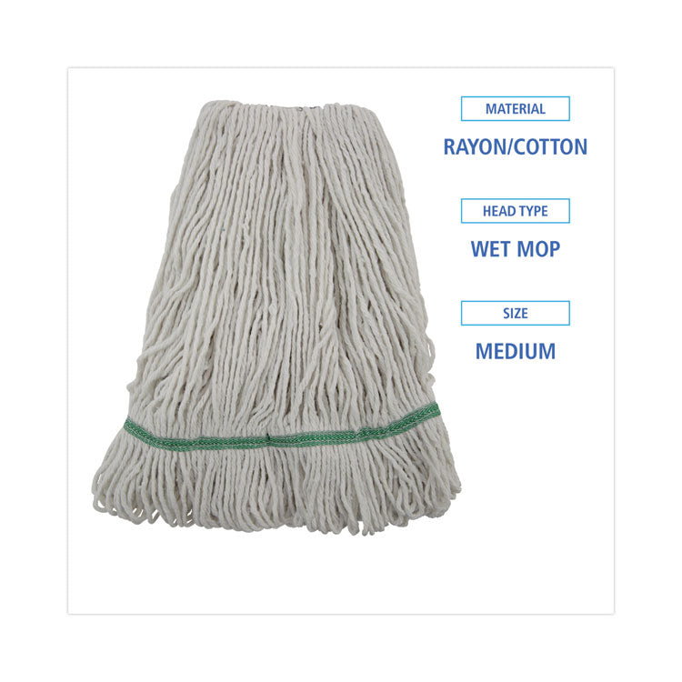 Boardwalk® Mop Head, Premium Standard Head, Cotton/Rayon Fiber, Medium, White, 12/CT (BWK502WHNB) Case of 12