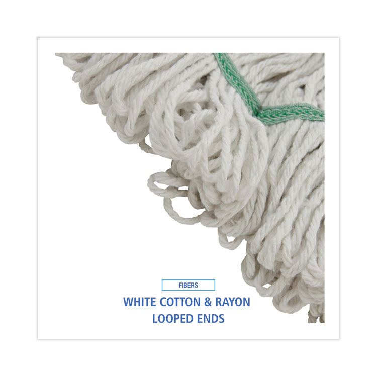 Boardwalk® Mop Head, Premium Standard Head, Cotton/Rayon Fiber, Medium, White, 12/CT (BWK502WHNB) Case of 12