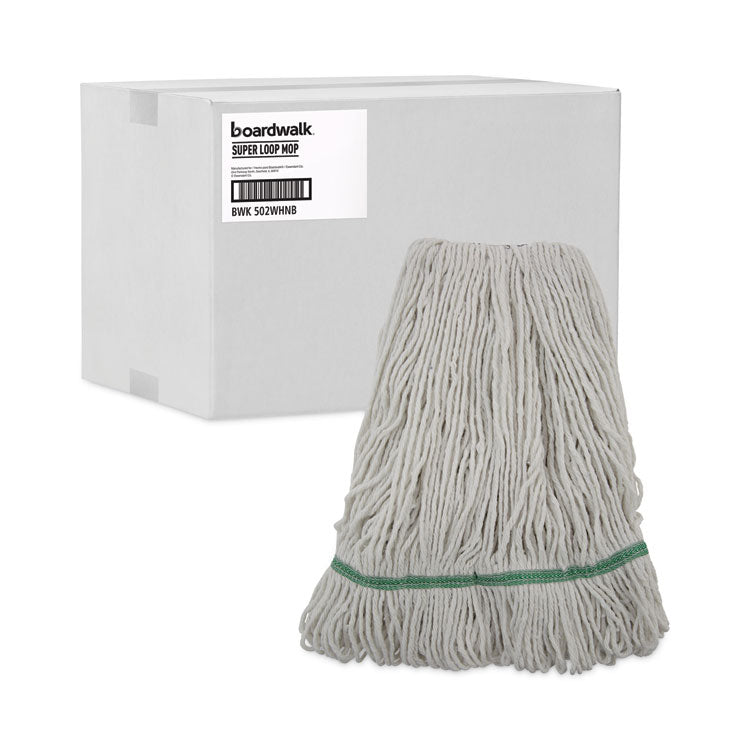 Boardwalk® Mop Head, Premium Standard Head, Cotton/Rayon Fiber, Medium, White, 12/CT (BWK502WHNB) Case of 12