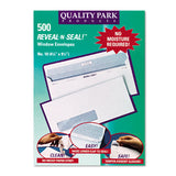 Quality Park™ Reveal-N-Seal Security-Tint Envelope, Address Window, #10, Commercial Flap, Self-Adhesive Closure, 4.13 x 9.5, White, 500/Box (QUA67418) Box of 500