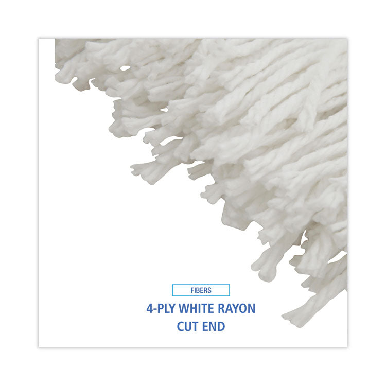 Boardwalk® Mop Head, Economical Lie-Flat Head, Rayon Fiber, 20oz, White, 12/Carton (BWK720R) Case of 12