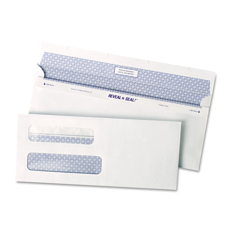 Quality Park™ Reveal-N-Seal Envelope, #8 5/8, Commercial Flap, Self-Adhesive Closure, 3.63 x 8.63, White, 500/Box (QUA67539) Box of 500