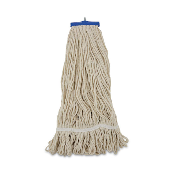 Boardwalk® Mop Head, Lie-Flat Head, Cotton Fiber, 24 oz, White, 12/Carton (BWK824C) Case of 12