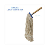 Boardwalk® Mop Head, Lie-Flat Head, Cotton Fiber, 24 oz, White, 12/Carton (BWK824C) Case of 12