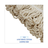 Boardwalk® Mop Head, Lie-Flat Head, Cotton Fiber, 24 oz, White, 12/Carton (BWK824C) Case of 12