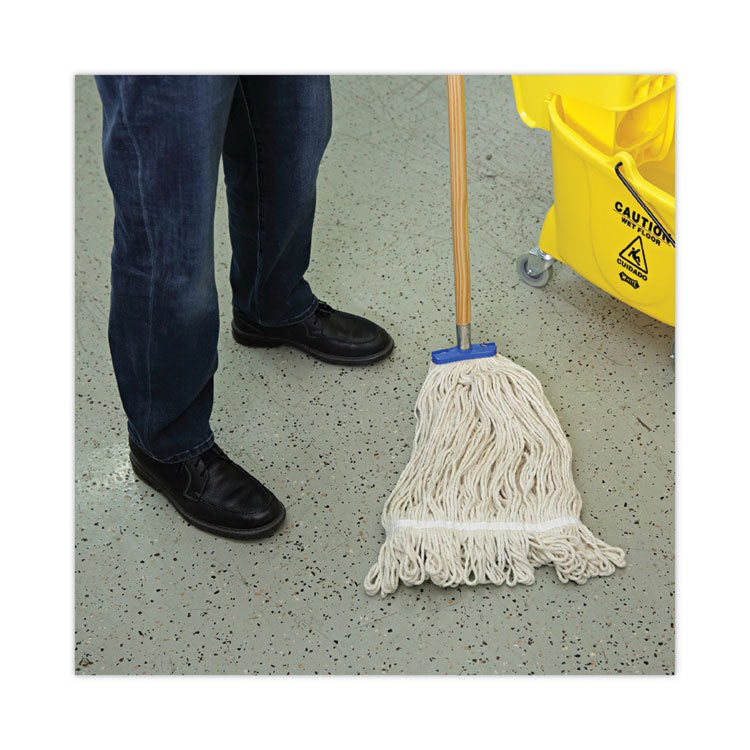 Boardwalk® Mop Head, Lie-Flat Head, Cotton Fiber, 24 oz, White, 12/Carton (BWK824C) Case of 12