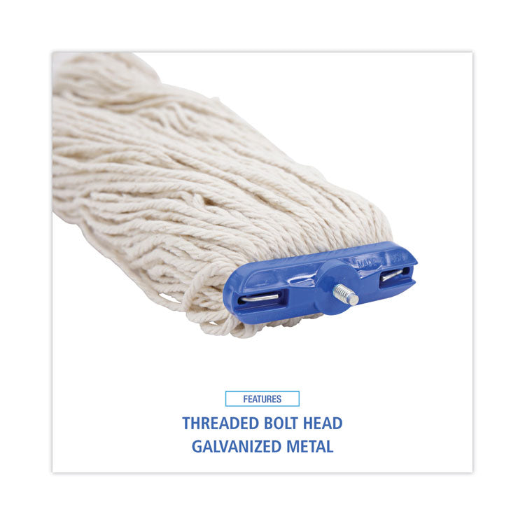 Boardwalk® Mop Head, Lie-Flat Head, Cotton Fiber, 24 oz, White, 12/Carton (BWK824C) Case of 12