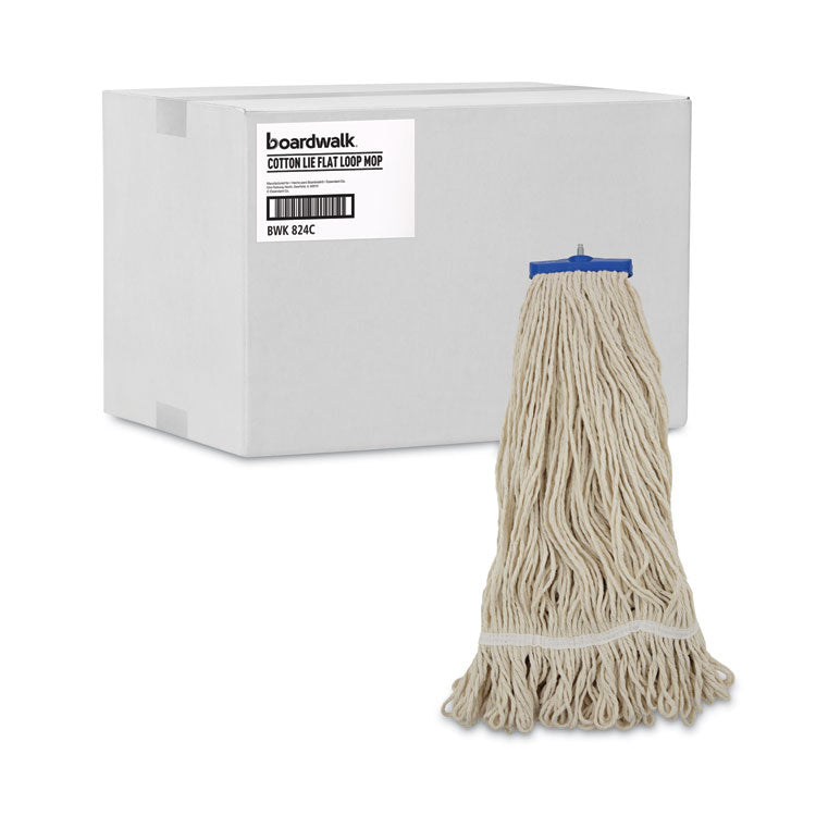 Boardwalk® Mop Head, Lie-Flat Head, Cotton Fiber, 24 oz, White, 12/Carton (BWK824C) Case of 12