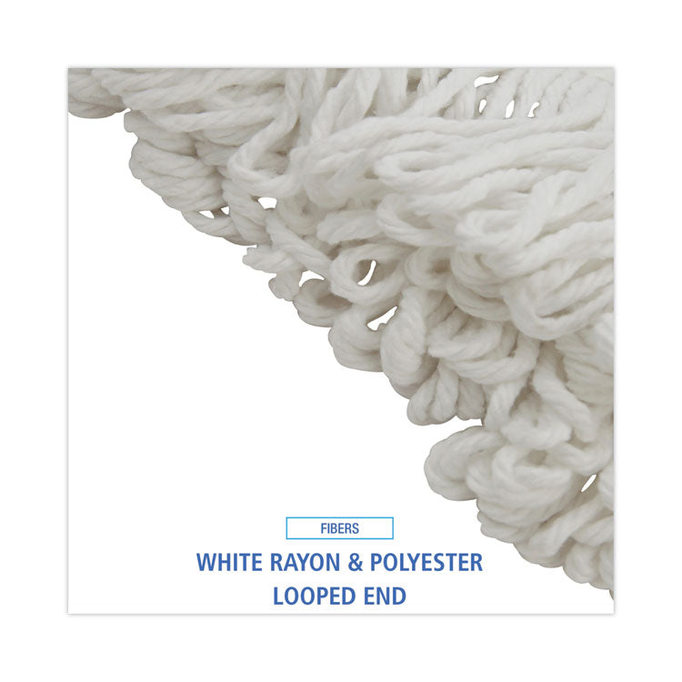 Boardwalk® Mop Head, Lie-Flat Head, Rayon Fiber, 24oz, White, 12/Carton (BWK824R) Case of 12