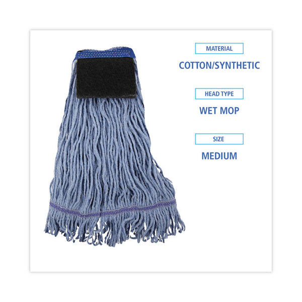 Boardwalk® Mop Head, Loop-End, Cotton With Scrub Pad, Medium, 12/Carton (BWK902BL) Case of 12