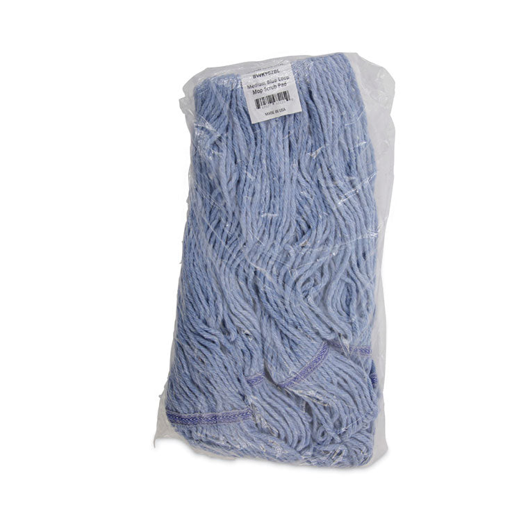 Boardwalk® Mop Head, Loop-End, Cotton With Scrub Pad, Medium, 12/Carton (BWK902BL) Case of 12
